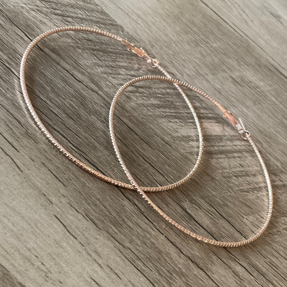 Classic Rose Gold Hoop Earrings - Lightweight Elegant Hoops